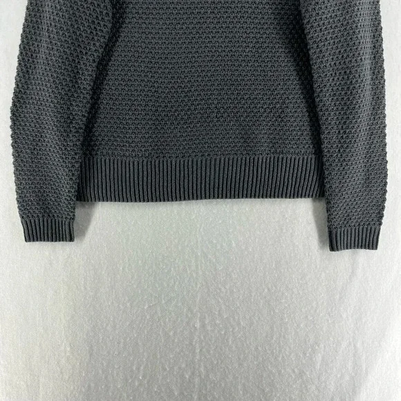 Gap Sweater Women's Sz Small Gray Crew Neck Knit Ribbed Trim Textured Pullover - Picture 7 of 13